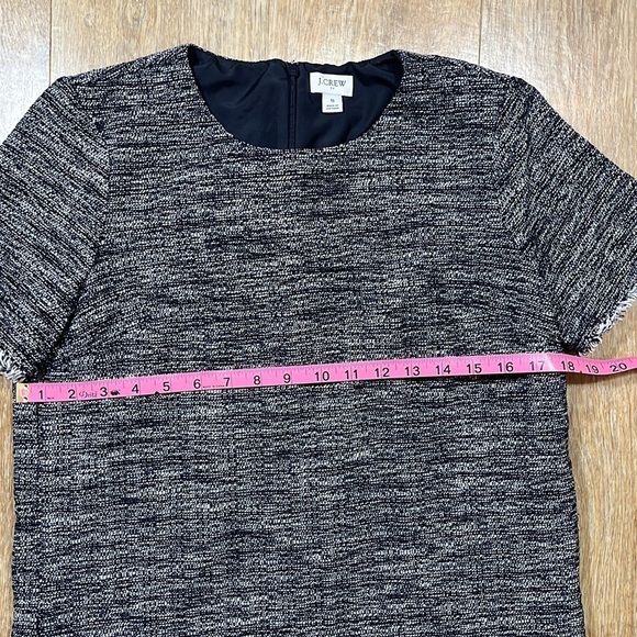 J. Crew Navy Blue Tweed Short Sleeve Fringe Cotton Lined Top Shirt Small EUC - Picture 12 of 14